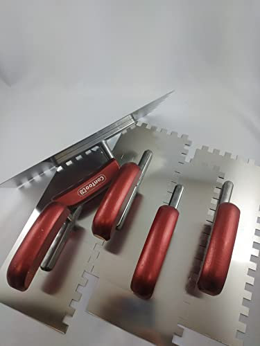 Zahnspachtel Set 5 Stück Zahnkelle Maurerkelle Holzgriff Edelstahl 280x130 Zahn 10x10mm Contoo CT029