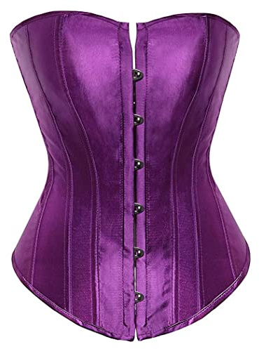 Grebrafan Clasico Corset Satén Corsés y Bustiers Mujer Talla Grande (EU(30-32) XS,Morado Oscuro)