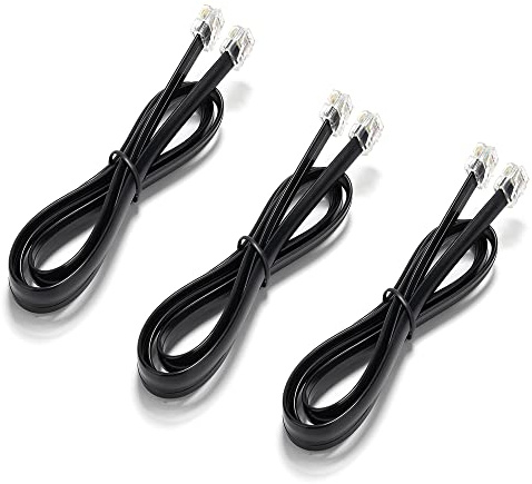 Vthahaby 6 FT 3 Pack Telephone landline Extension Cord Cable Cord with Standard RJ-11 6P4C Plug for Landline Phone and Fax (Black)