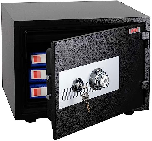 Tresor HWC-L48, feuerfest (60min) Safe Geldschrank Doppelbolzenverriegelung, 44kg Metall 38x50x44cm 19L - schwarz