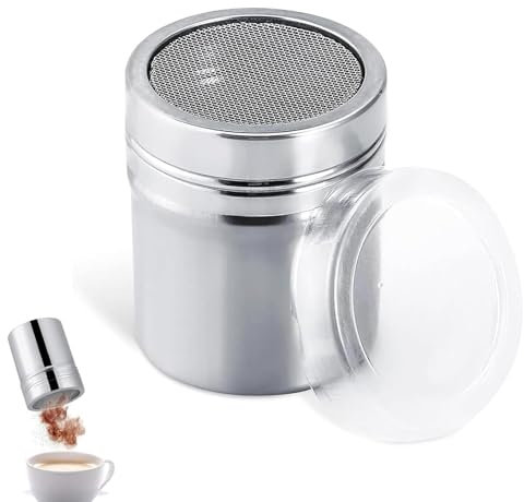 JYTDBCS Flour Shaker,Chocolate Shaker for Cappuccino, Fine Mesh Flour Duster for Baking Cooking, Icing Sugar Salt Cocoa Flour Coffee Shaker Sifter for Kitchen Craft