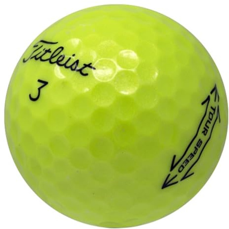LostGolfBalls - 12 Titleist Yellow Tour Speed Golf Balls in Pristine Condition, 2023 Year Model, Like New Quality, No Logos, No Player Markings, Recycled Used Golf Balls, Yellow