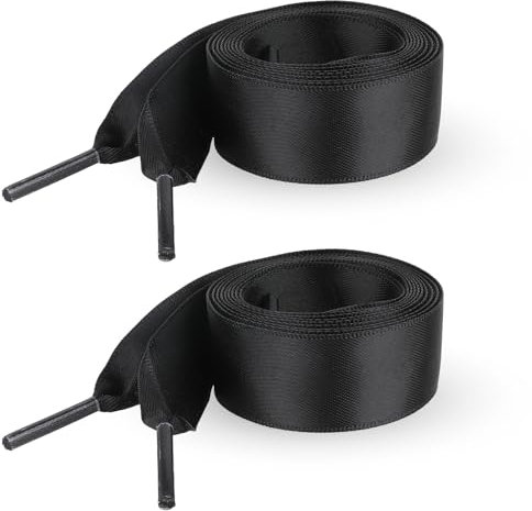 COMNICO Cordones anchos de satén, 4 cordones planos de seda para tenis, zapatos de patinaje, botas, decoración casual, color negro, Black