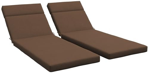 Outsunny Lot de 2 Matelas pour Chaise Longue transat Bain de Soleil avec Sangles d'attache pour Jardin dim.196L x 55l cm Marron