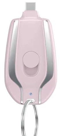 Nyckelring powerbank, 1 500 mAh mini power nöd-pod, bärbar extern snabbladdande powerbank, nyckelring telefonladdare, snabbladdande powerbank för de flesta telefoner (rosa typ-C)