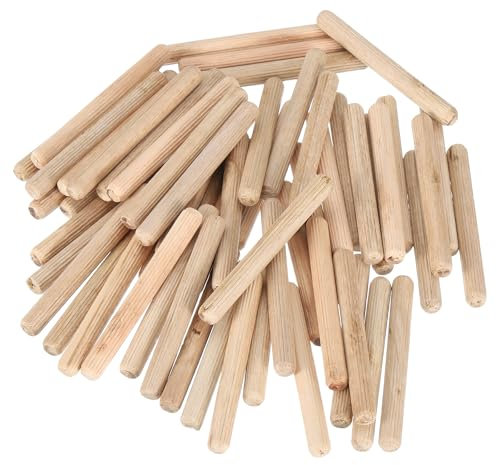 sourcing map Lot de 50 chevilles cannelées en bois de 0,95 x 10,5 cm – Tiges en bois rainurées pour le travail du bois – Goupilles en bois cannelées pour travaux manuels, projets de bricolage
