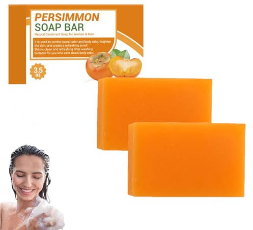 100g Persimmon Goat Milk Soap, Persimmenen Soap Bar, Natürliche Kaki-Seife, Verbesserung der Hautelastizität, Natürliche Deodorant-Seife für Männer und Frauen (2)