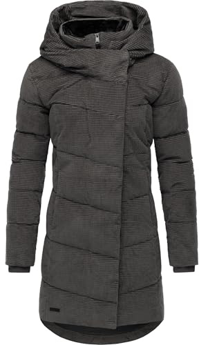 Ragwear Cappotto invernale lungo da donna in morbido effetto a coste impermeabile, caldo cappotto trapuntato, Pavla Cordy YOUMODO XS-3XL, grigio pietra, M