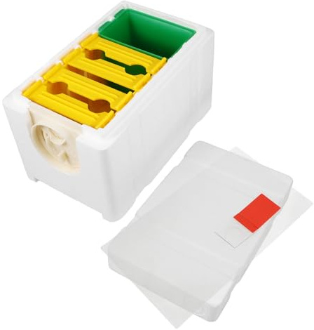 SEWOART Scatola per Alimentazione Api in Plastica Bianca Arnia Portatile 4 Telai Strumento per Apicoltura e Accoppiamento Api Kit per Apicoltore e Impollinazione