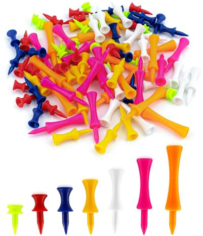 RJTCXJS 84 Pcs Plastic Golf Tees, Colorful Golf Tees Mixed Sizes | Unbreakable Portable Castle Teess for Outdoor Garden