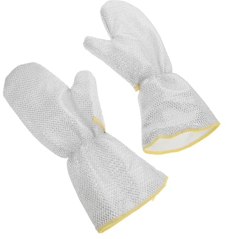 GALPADA 2pcs Long Sleeve Wire Cleaning Gloves Non-scratch Waterproof Dishwashing Mitts Thickened Heat Resistant Multipurpose Household Cleaning Gloves for Kitchen and Scrubbing