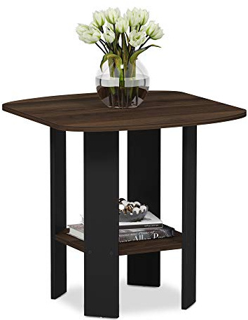Furinno SIMPLE DESIGN Side Table, 2-Tier End Table, Open Shelves Night Stand, Bedside Table, for Living Room, Bedroom, Columbia Walnut