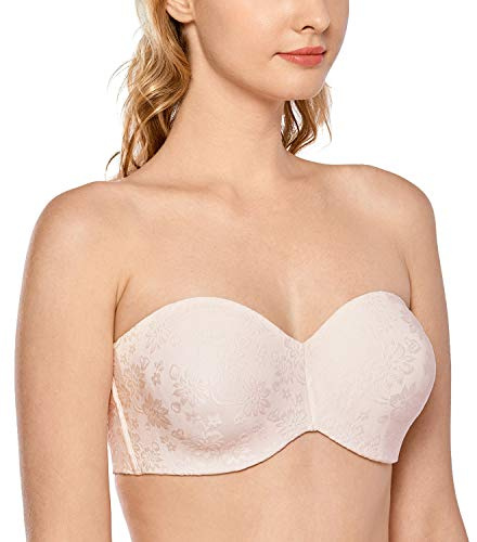 DELIMIRA Soutien Gorge sans Bretelles Grande Taille | Avec Armature, Invisible, Minimiseur, Bandeau, Non Rembourré