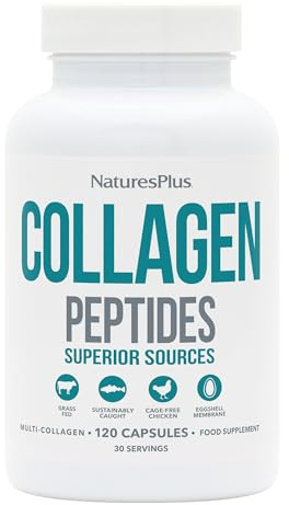 NaturesPlus Collagen Peptides Capsules - Sustainable Hydrolysed Collagen Supplement, 6 Major Types of Collagen - Non-GMO, Gluten Free - 120 Capsules