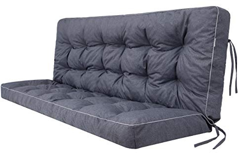 HOBBYGARDEN Bänkkudde och sittdyna utomhus för trädgårdsbänk, pallkudde och hollywoodgunga – dyna 100 x 49 cm sits/100 x 56 cm ryggstöd, marinblå