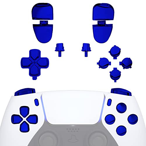 eXtremeRate D-Pad R1 L1 R2 L2 Gatillos Share Options Acción Reemplazo Botones Completo para ps5 Mando Teclas de Repuesto Botón Compatible con ps5 Control BDM-030/040/050 Modelo(Azul Cromo)
