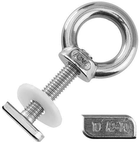 Hammerkopfschrauben M8x20 mm inkl. Ringmuttern & großen Unterlegscheiben M8 aus Edelstahl A2/Polyamid (5 Stück) | Gewächshaus - Ankerschienenschrauben - Ösenmuttern - U-Scheiben von MESAROS®