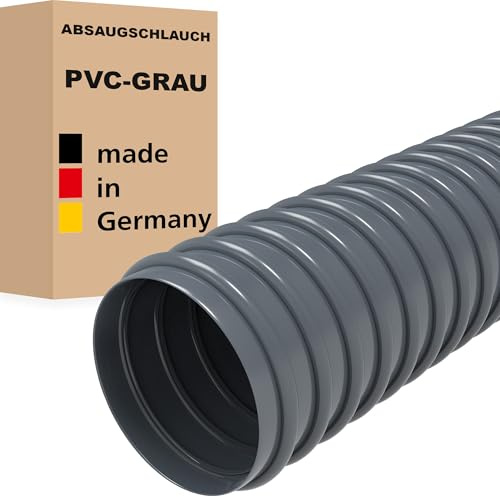 Absaugschlauch GRAU PVC Saugschlauch Spiralschlauch Flexschlauch leicht & flexibel Made in Germany (70 mm, PVC, 5 m)