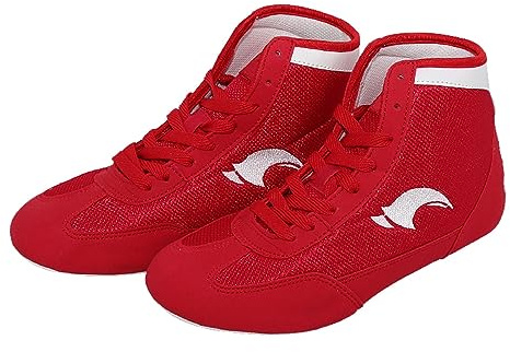 Bottes de Combat Antidérapantes pour Enfants, Boxe, Pieds Nus et Minimalistes, Fitness, Arts Martiaux, Sport, Rouge, 38 EU
