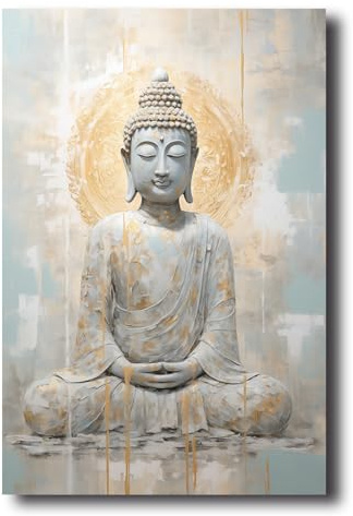 LZIMU Stampe su tela di Buddha Statua di Buddha Quadri Immagini Zen Opera d'arte spirituale buddista per Sala di meditazione Yoga Spa Incorniciato (Quadri-3, (30.00 x 45.00 cms))