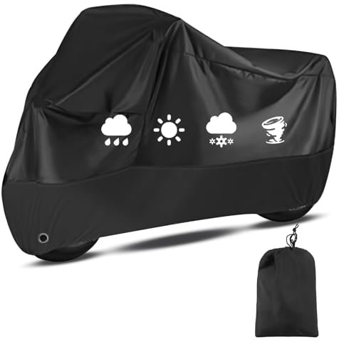 Motorrad Abdeckplane, 210D Wasserfestes UV-Beständiges Motorradgarage, Winterfest Motorradabdeckung Outdoor, Abdeckplane Motorrad für Motorroller Roller Moped(245cmx105cmx125cm)