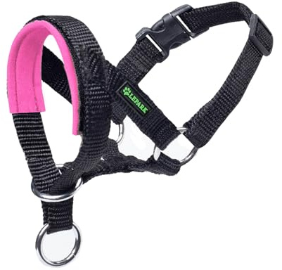 ILEPARK Dog Head Collar with Padded Fabric, Head Harness for Dogs, Anti pulling Head Halter Collar, Adjustable and Easily Control (S, Pink)