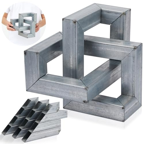 Therwen 1 Set 12 Pcs Welding Practice Kit for Beginners 1.5 Wide 19 Gauge Geometric Knotted Iron Coupons Laser Cut Welding Training Equipment Projects 8.66 x 8.66 x 8.66 Novice Welder Accessories