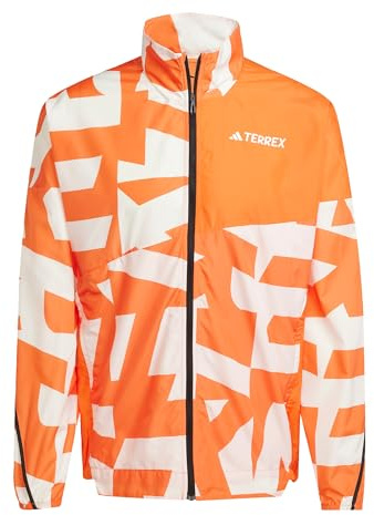 adidas Men's Terrex Multi Printed Wind Jacket, semi impact orange/white, XXL