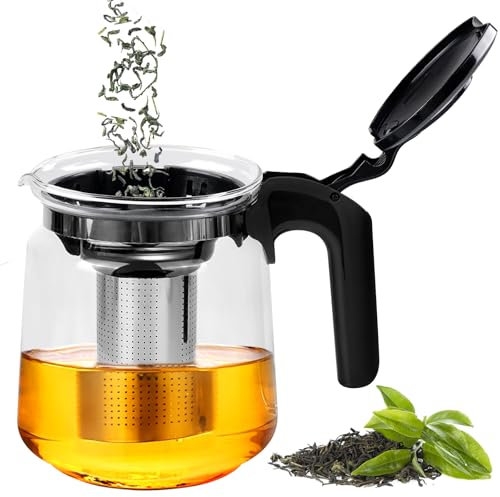 Théière en verre 1500 ml avec infuseur à thé, théière en verre, théière avec infuseur, pour sachets de thé en vrac, café
