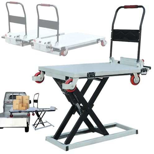Eastnmythet Electric Hydraulic Scissor Cart Lift Table, 300kg/660lbs Load, 100cm/40in Lifting Height, Electric Scaffolding Lift Platform Cart