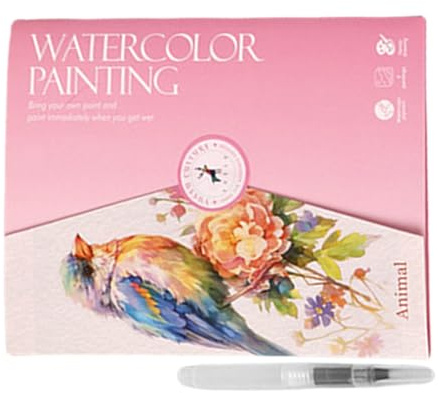 Bloc de peinture aquarelle – Cahier d'exercices d'aquarelle pour débutants | Cahier de peinture sur toile pour adultes | Livre de coloriage d'art créatif avec peinture 12 couleurs et pinceau | Guide
