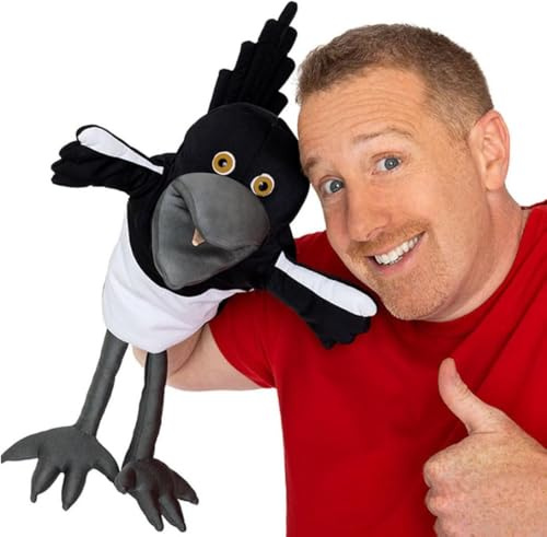 STEVE and MAGGIE Plush Toy – Maggie Magpie Hand Puppet for Kids 1+, Soft Bird Puppet for Pretend Play, Nursery Rhymes & Learning, Interactive Toddler Toy for Bedtime Stories and Social Skills(Big)