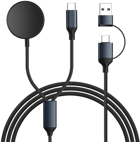 USB C Ladekabel für Samsung Galaxy Ladegerät - 2 in 2 Nylon Kabel Ladestation für samsung galaxy Watch 8/7/6/5/4/3 Serie, Typ C Schnellladekabel für Samsung Galaxy S25 S24 S23 S22 S21 S20 S10 Note 20