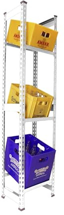 Simon Rack Drinks Crate Rack for 3 Crates, 1800 x 400 x 300 mm, White, Freestanding Metal Shelf for Water Crates, Beer Crates or Drinks Crates, for Kitchen, Garage or Cellar