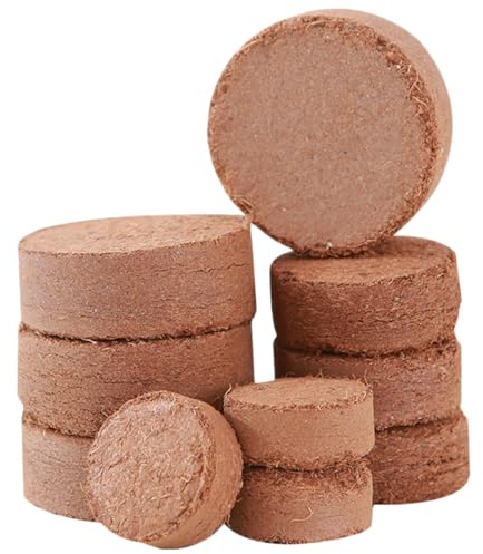 POPETPOP 60 Blocs de Terreau Compressé Nutritif Granulés de Fibre Naturelle Biodégradables Taille Petite Substrat Expansif pour Semis Transplantation et Culture de Fleurs et Légumes en