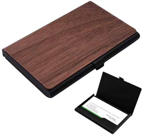 Junhonze Tarjetero De Madera - Personalizado Tarjetero - Soporte para Tarjetas De Visita Funda,Adecuado para GuardarTarjetas De Visita, TarjetasBancarias, Tarjetas De CréDito Y Otras Tarjetas,Unisex