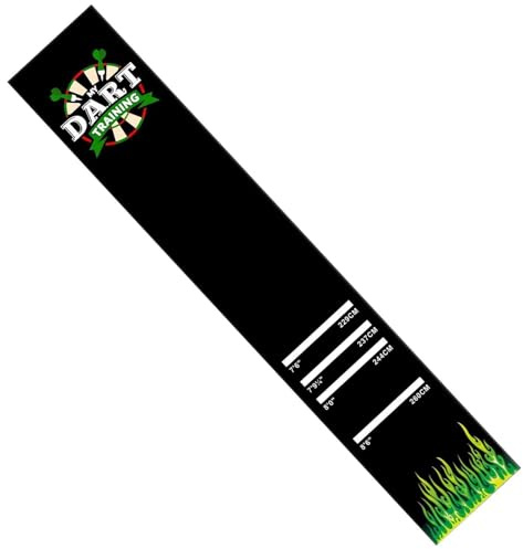 Darttavla matta – 4 tryckta kastbredder för att reglera spelet, halkfri, stötdämpande oche, 300 x 34 cm, extra lång löpare, 3 mm vadderad tjocklek, kristallsammet svart för lekrum