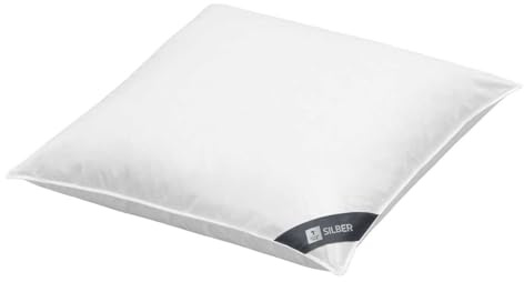 Spessarttraum Faserkissen Silber, 80x80, Kopfkissen, Made in Germany, Oeko-TEX, Allergiker geeignet, waschbar bis 60 Grad, weiß