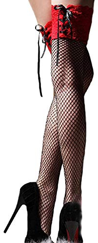 VicSec Womens Fishnet stockings Lace Top Thigh High Stocking Sexy Seam Back Tights Hold Ups Stay Up Nets Hosiery stylish