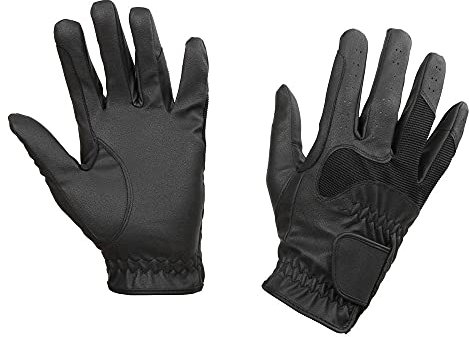Covalliero Reithandschuh Gloria, Reithandschuh Kinder, paarweise, S, schwarz, Mischgewebe, mit Elastikeinsatz, Handgelenksfixierung, 4