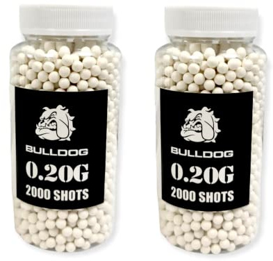 SDMAX 0.20g BB Pellets, Biodegradable Airsoft Bullets, High-Grade White Plastic Pellets for BB Gun, Shooting Firing Balls for Airsoft Gun (Pack of 2, 2000 Pellets each)