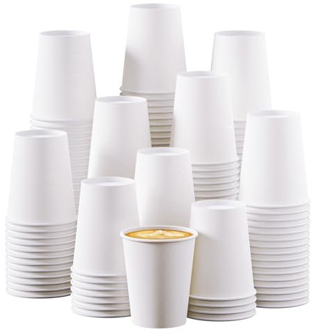 Paquete de 270 Vasos Desechables de Papel de 10 onzas, Taza de Café de Papel Blanco, Tazas de Espresso, Taza de Bebida Caliente y Fría para Fiestas, Viajes y Eventos