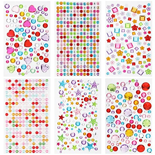 Savita 1060Pcs Gem Stickers, Acrylic Jewels for Crafts Rhinestones Self Adhesive Rhinestone Stickers for Crafts Jewels DIY Decorative Diamond Sticker (D05295)