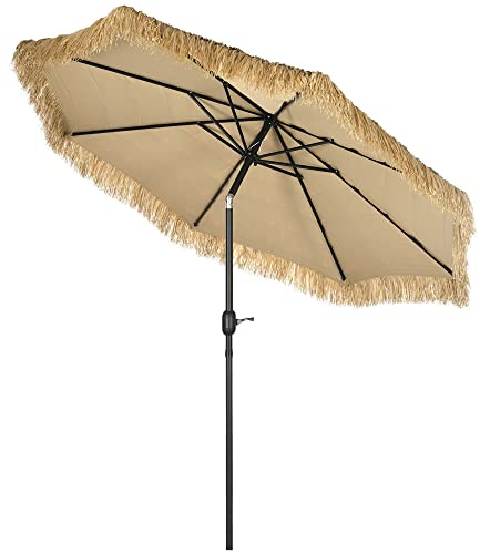 Outsunny Ombrellone da Giardino 2.6x2.6m Inclinabile con Manovella Cachi