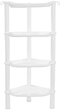 Organizador de ducha esquinero de 4 niveles, resistente al óxido, organizador de ducha de plástico para baño, bañera, bandeja de ducha, accesorios de baño, organizadores de ducha, 13.5 x 10 x 33.5