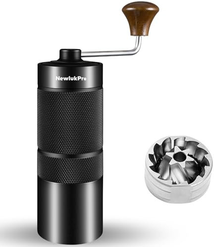 NewlukPro M6 Kaffeemühle Handbuch, Kapazität 25g, Hand Kaffeemühle Sharp Hexagonal Mahlkern, tragbare manuelle Kaffeebohnen Mühle für Gießen über Espresso