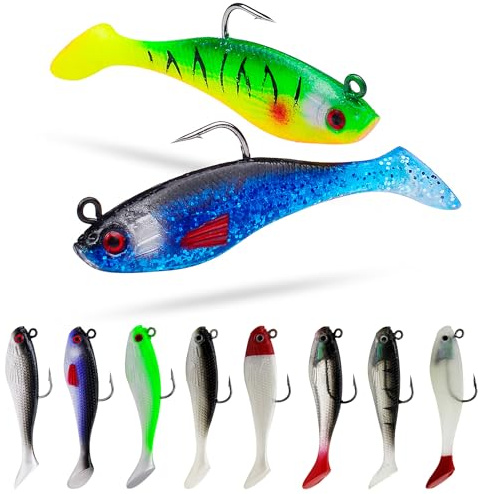 Dbuwqips 10 Stück JigköPfe Angelköder Gummifische Hecht Köder Wobbler Angel Köder Barsch Köder Zander Köder Gummifisch Forellen Wobbler Köderfische Gummifische Zander Gummiköder Gummifische für Hecht