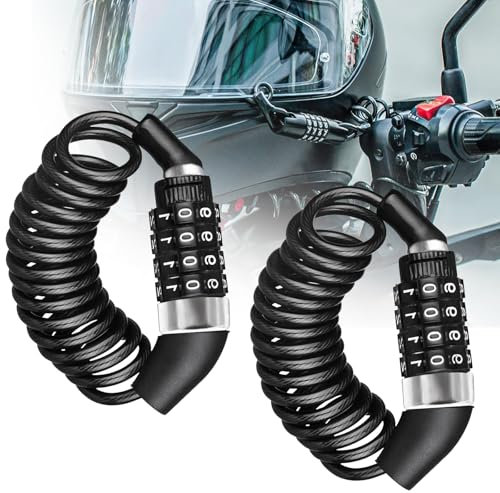 ELUBLU 2 Stück Helmschloss Kabelschloss Schloss mit Zahlencode Zahlenschloss 4 Stellig Fahrradschloss Klein Skischloss für Motorräder Roller Autotüren Garagen für Fahrrad Tricycle Motorräder