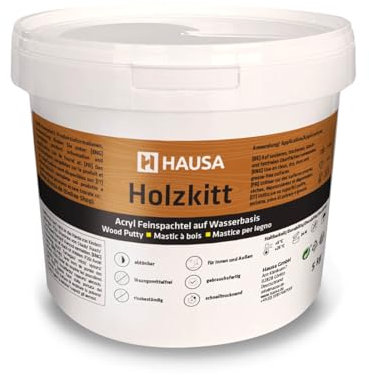 HAUSA Holzkitt 5 kg Eiche Natur Holzspachtelmasse, Kitt für Holz, Holzspachtel/Füllmasse zum Reparieren von Holzschäden gebrauchsfertig ausgezeichnete Füllkraft schnelltrocknend rissbeständig