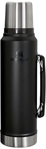 Stanley Classic Legendary Vacuum Bottle 20 oz | Wide Mouth with Leakproof Cup Lid | Keep Drinks Hot or Cold | Packable for Travel | Insulated Stainless Steel Thermal Bottle | BPA-Free | Black 2.0
